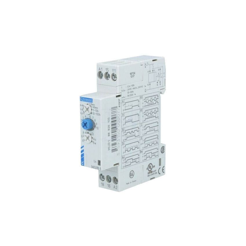 CROUZET-MUR1  Timer; 0,1s÷100h; SPDT; 250V AC/8A; 24÷240VAC; 24VDC; DIN; -20÷60°