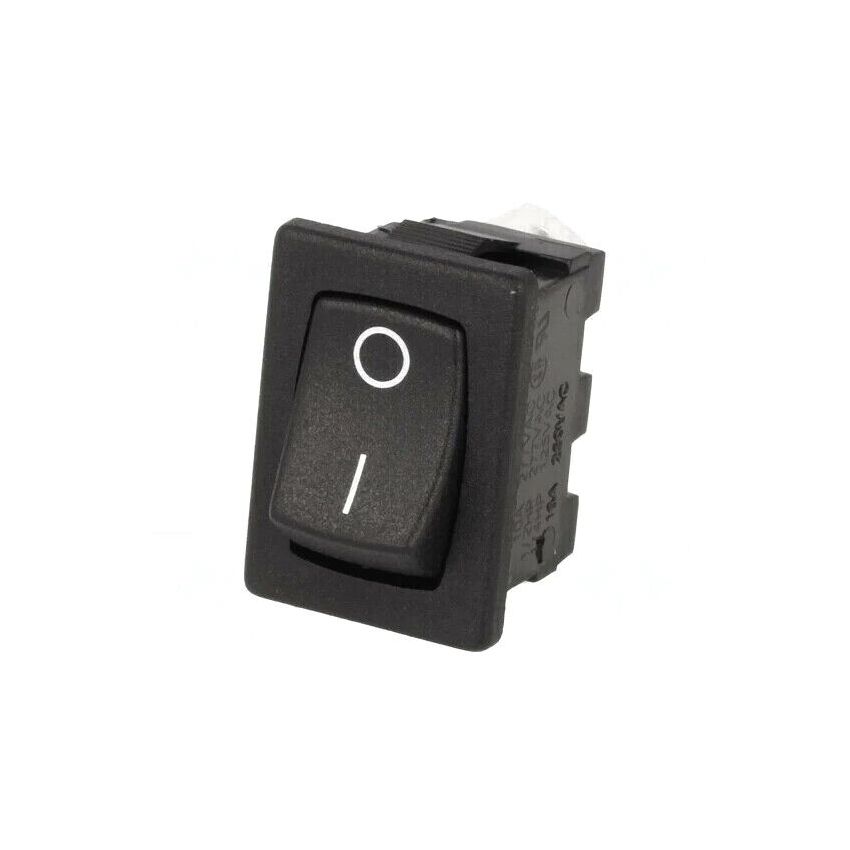 AE-H8600VBACN ROCKER; SPST; Pos: 2; OFF-ON; 10A/250VAC; 10A/28VDC; black