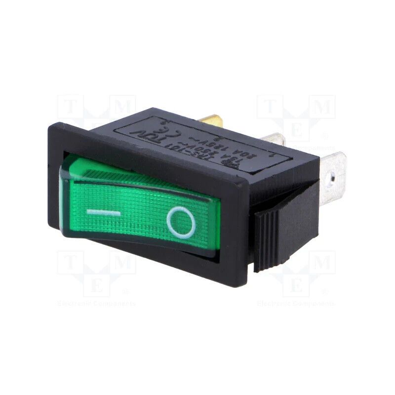 RSI1013C3GN Culbuteur; Spst ; Pos : 2 ;Marche-Arrêt ; 15A/250VAC; Vert; Néon Feu