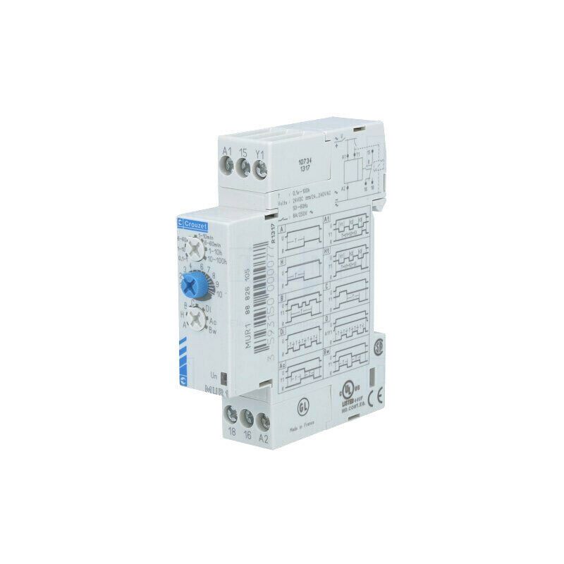 CROUZET-MUR1  Timer; 0,1s÷100h; SPDT; 250V AC/8A; 24÷240VAC; 24VDC; DIN; -20÷60°