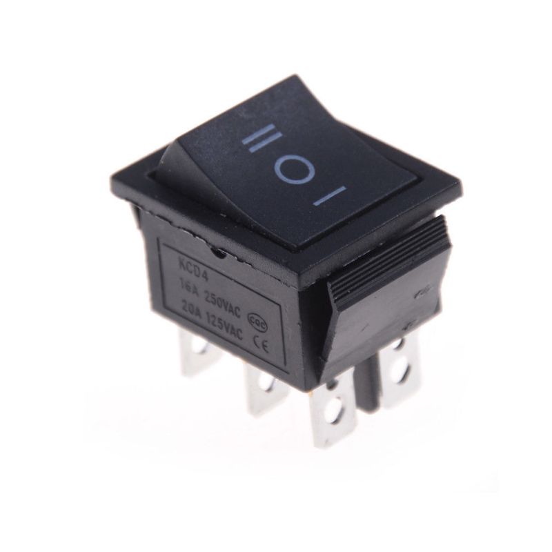 KCD4 Rocker Switch Black DPDT ON/OFF/ON 6 PIN 16A/250VAC 20A/125VAC TB