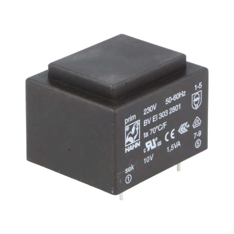 BVEI3032801 Transformer: encapsulated; 1.5VA; 230VAC; 10V; 150mA; Mounting: PCB