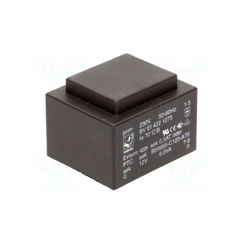 BVEI4221275 Transformer: encapsulated; 6VA; 230VAC; 12V; 500mA; Mounting: PCB