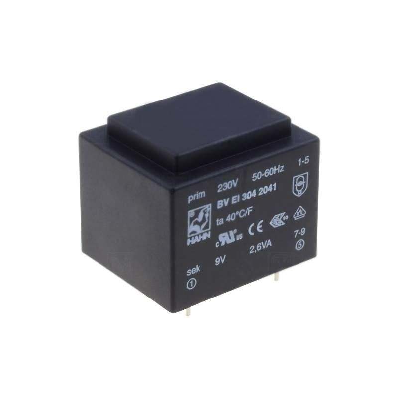 BVEI3042041 Transformer encapsulated 2.6VA 230VAC 9V Mounting PCB IP00 HAHN