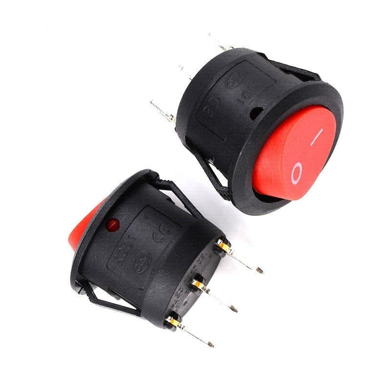 ON/OFF 2 POSITION 3 PIN ROUND ROCKER SWITCH 6A;250V / 10A;125V BLUE X1PC