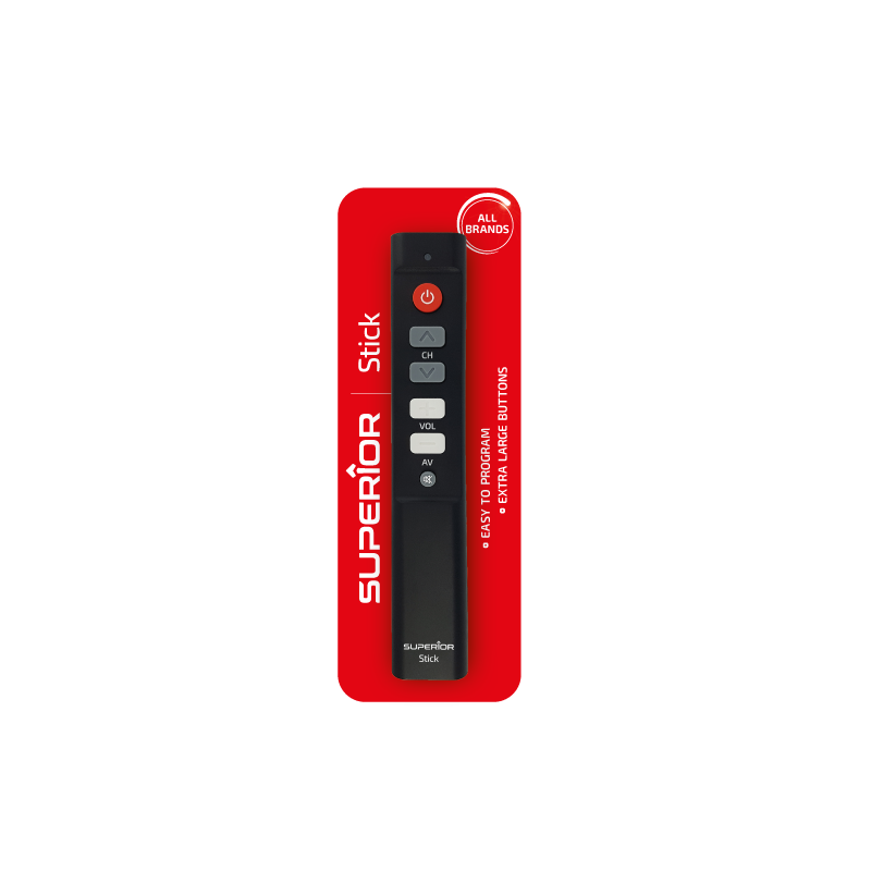 SUPERIOR STICK LARGE BUTTON REMOTE CONTROL EASY TO PROGRAM FOR ALL BRANDS